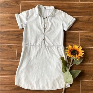 White Chambray shirt dress with pockets